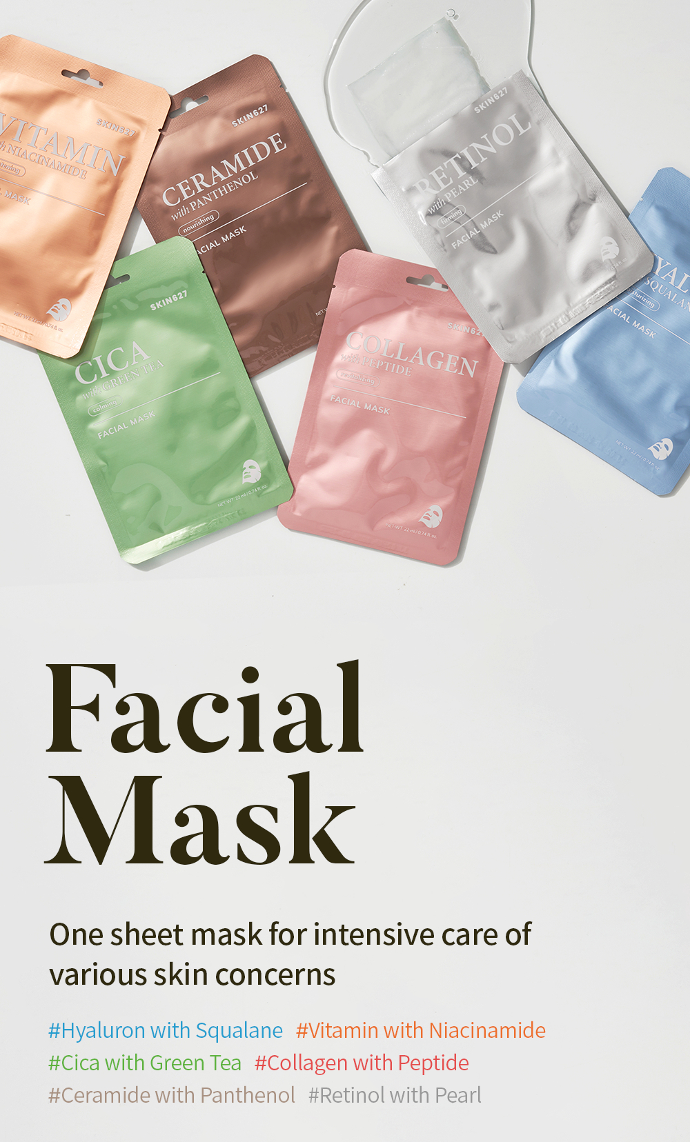 プランエス　 HYALURON シートマスク 22ml Hyaluron With Squalane Sheet Mask 22g - BEAUTYSTALL